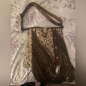 Myra Fringe Leopard Bag